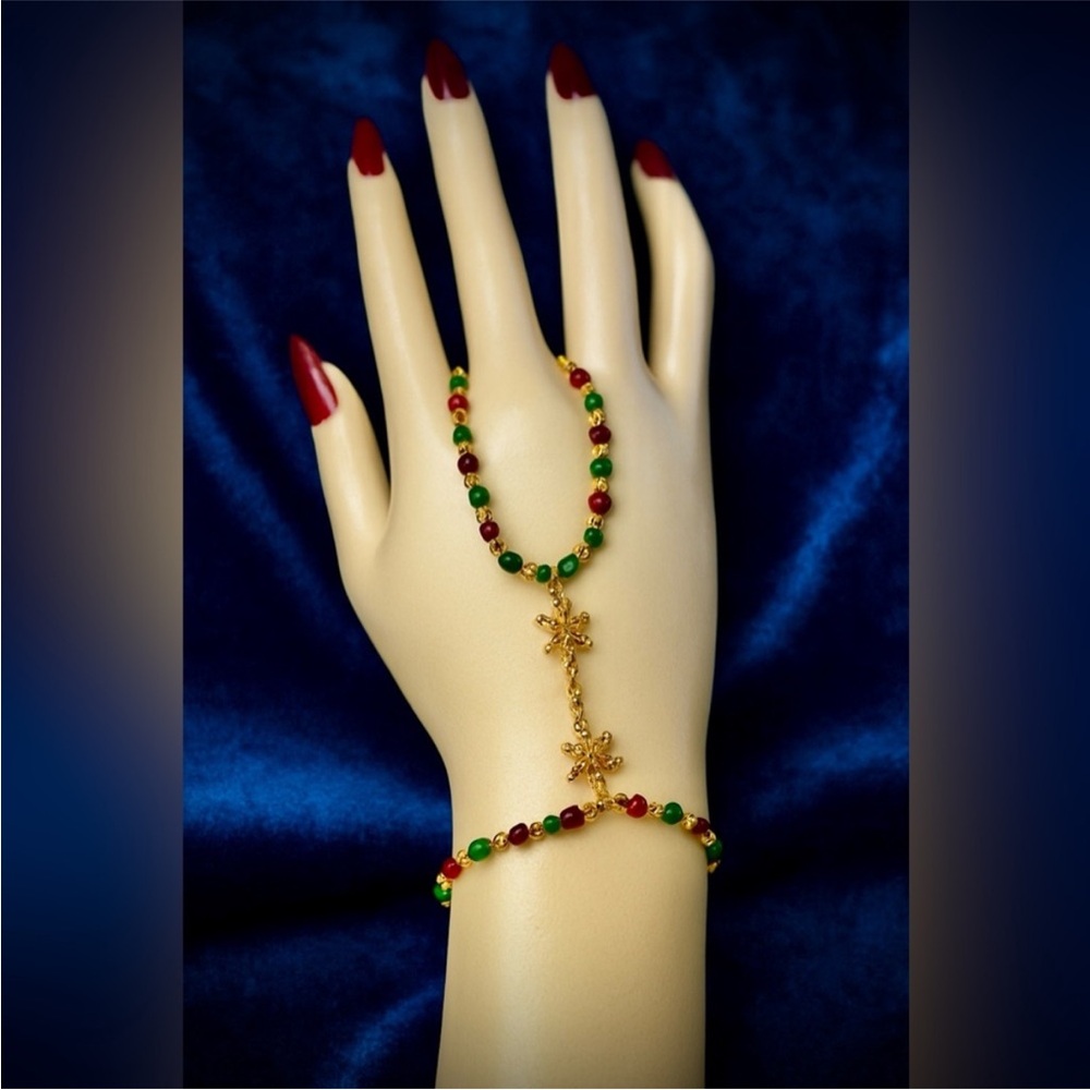Christmas Beaded Bracelet with Cross Charms